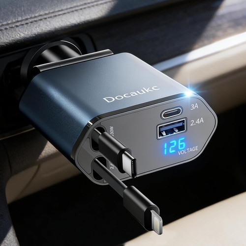 Retractable car charger - retractable, for